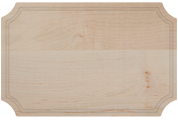 Wood cutting board with notched corners and juice groove