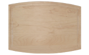 Arched wood cutting board with juice groove
